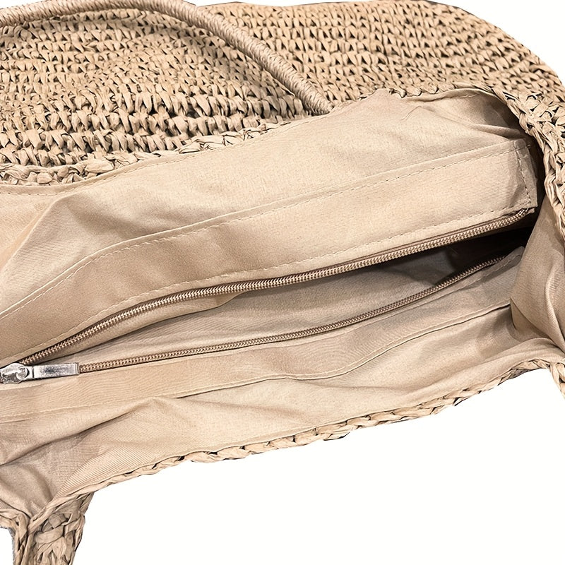 Marisol | Bolso de Hombro de Paja Trenzada — Avellana