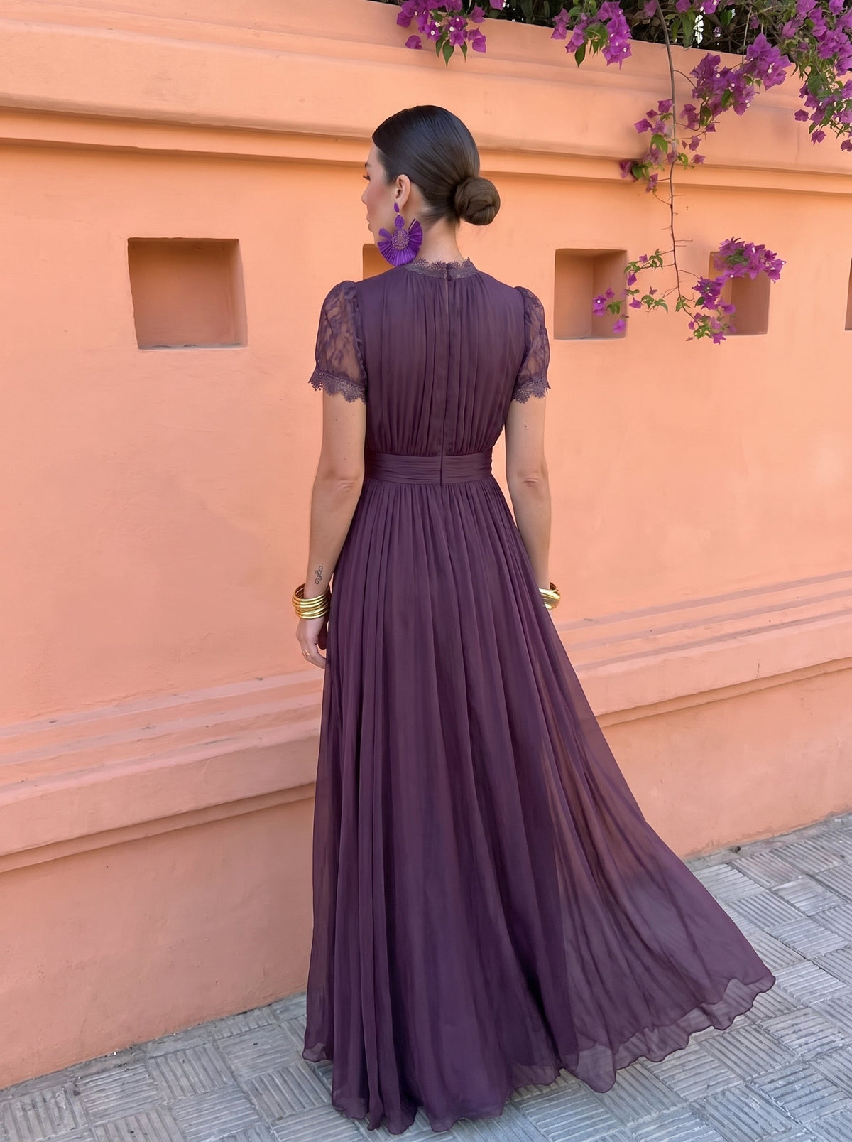 Cayetana | Vestido Largo de Mujer de Chifón con Cuello Alto