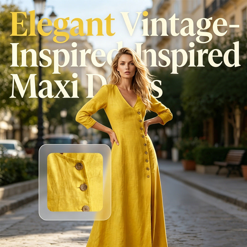Vestido mujer vintage elegante con botones
