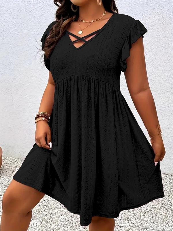 Vestido para mujer con escote cruzado y mangas con volantes