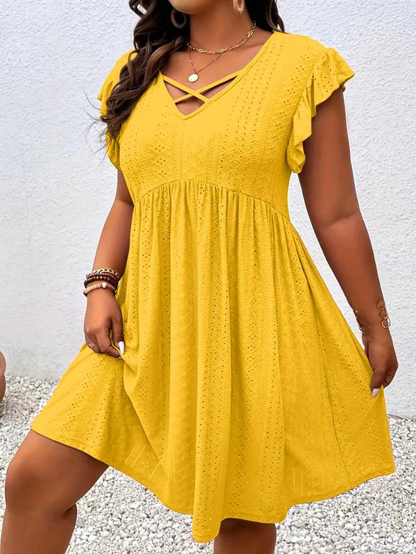 Vestido para mujer con escote cruzado y mangas con volantes