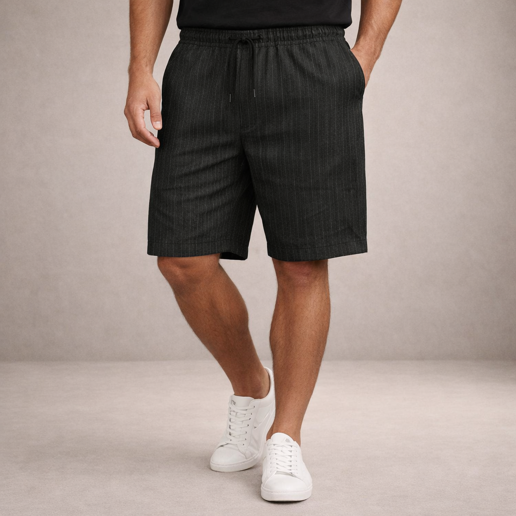 Pantalón corto lino poliéster hombre con cordón verano casual