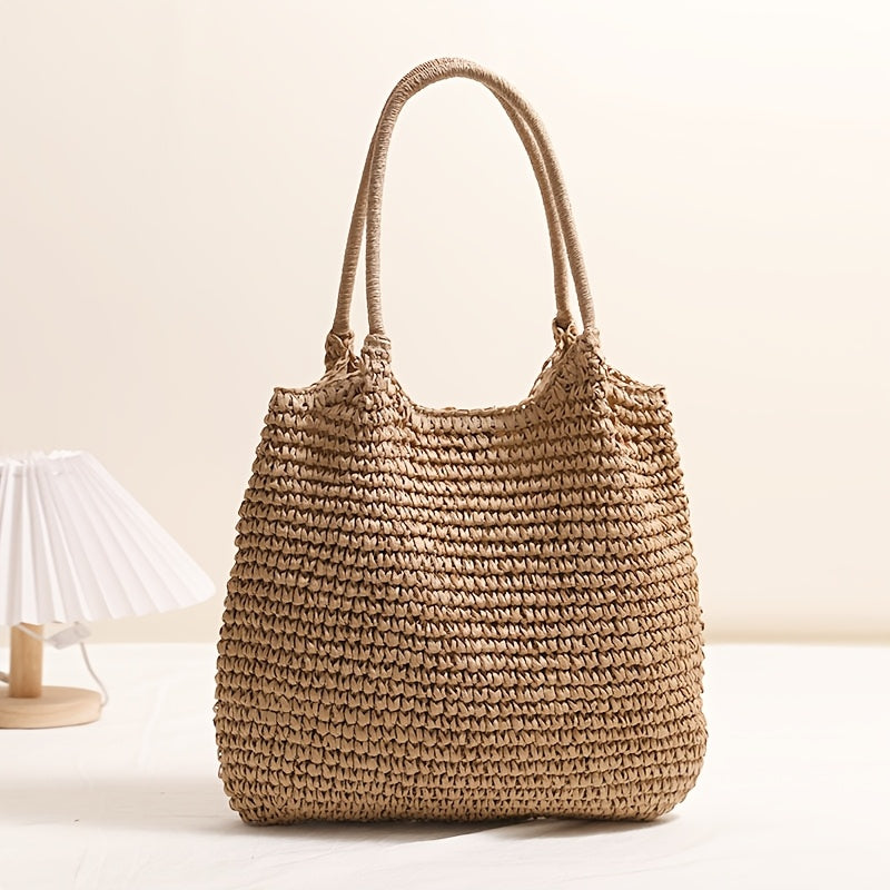 Marisol | Bolso de Hombro de Paja Trenzada — Avellana