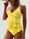 Traje de baño nylon elastano con volantes para playa verano