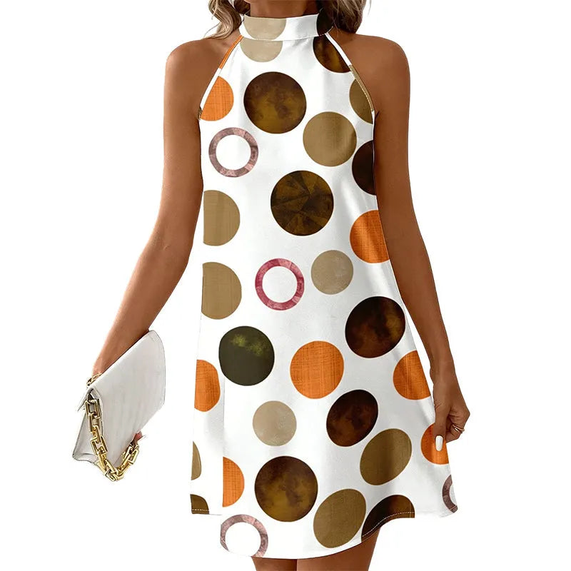 Vestido corto mujer lunares con cuello halter verano chic