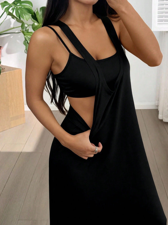 Vestido largo para mujer con tirantes anchos y silueta fluida
