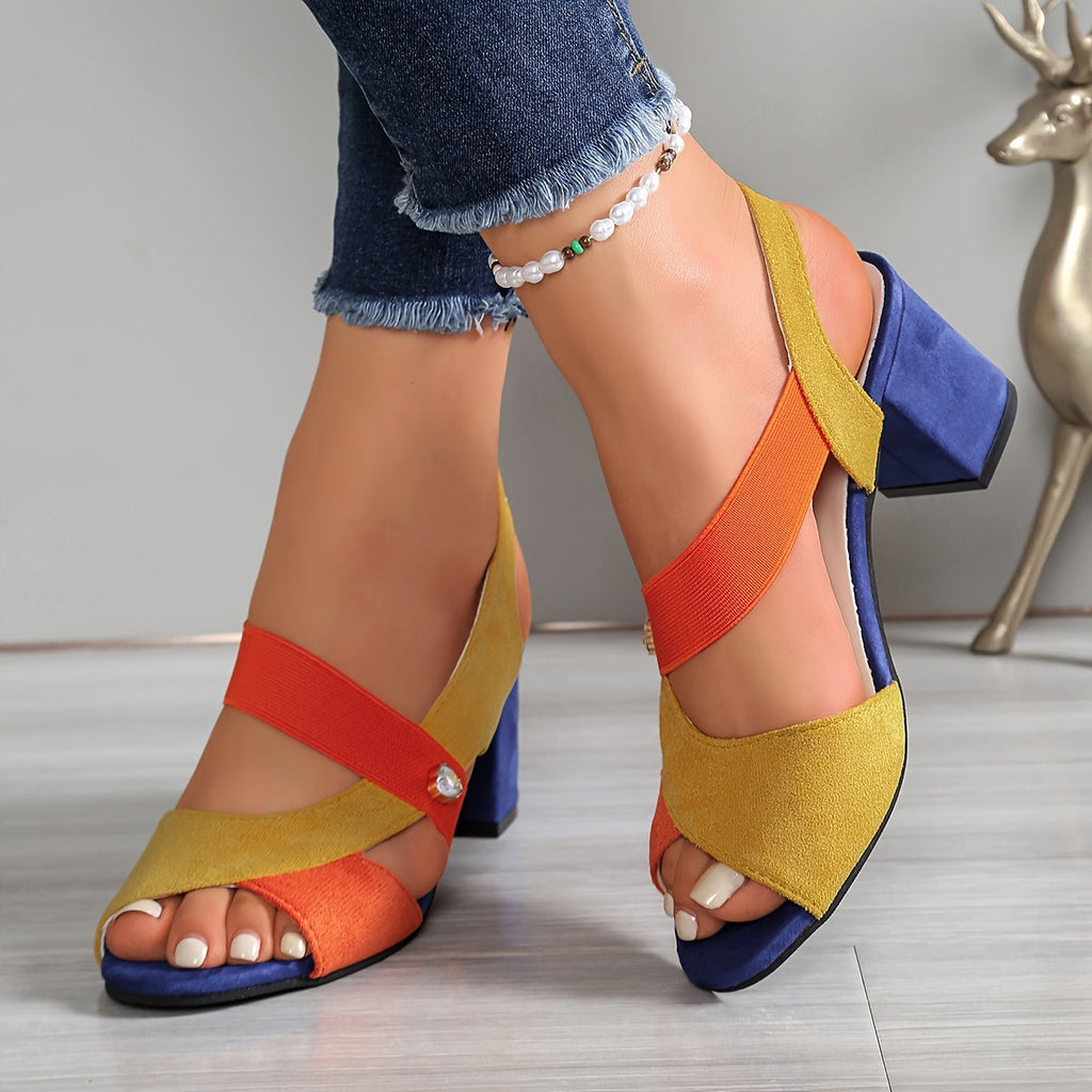 Sandalias ortopédicas para damas con tacón de bloque y tiras cruzadas