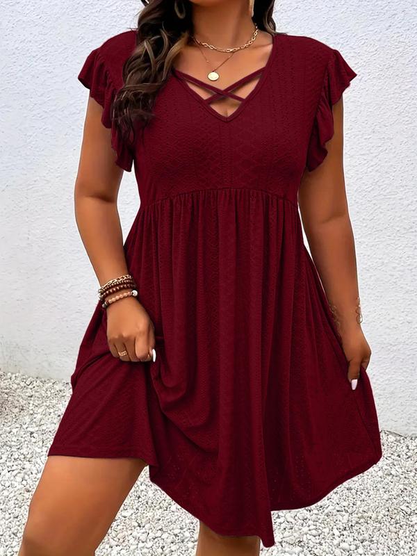 Vestido para mujer con escote cruzado y mangas con volantes