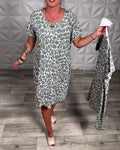 Vestido casual para mujer con estampado moderno y corte fluido