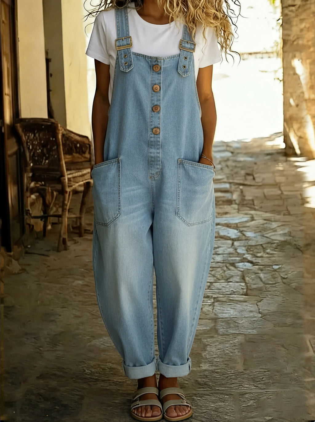 Rocio - Mono informal de denim con hebilla ajustable.