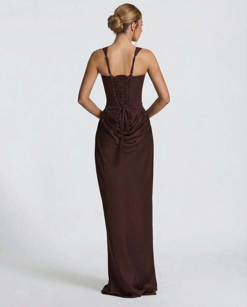 Vestido maxi mujer elegante con corsé y efecto reloj de arena