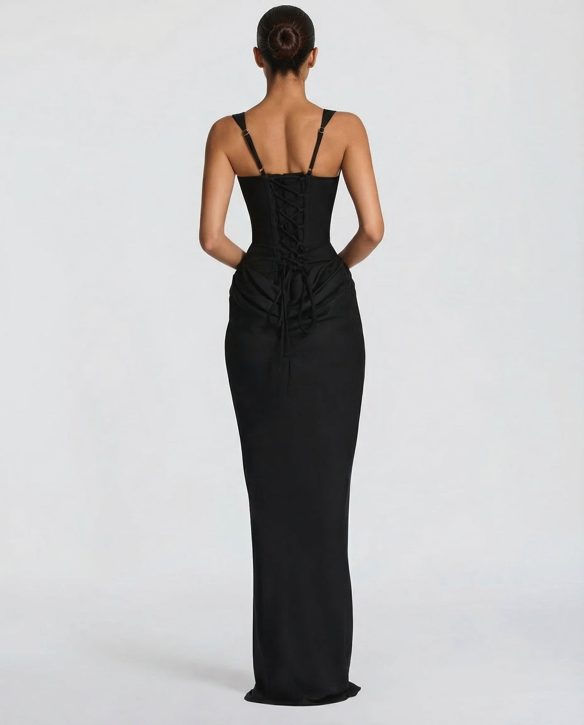 Vestido maxi mujer elegante con corsé y efecto reloj de arena