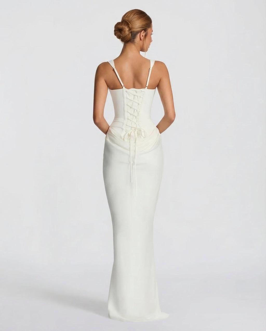Vestido maxi mujer elegante con corsé y efecto reloj de arena