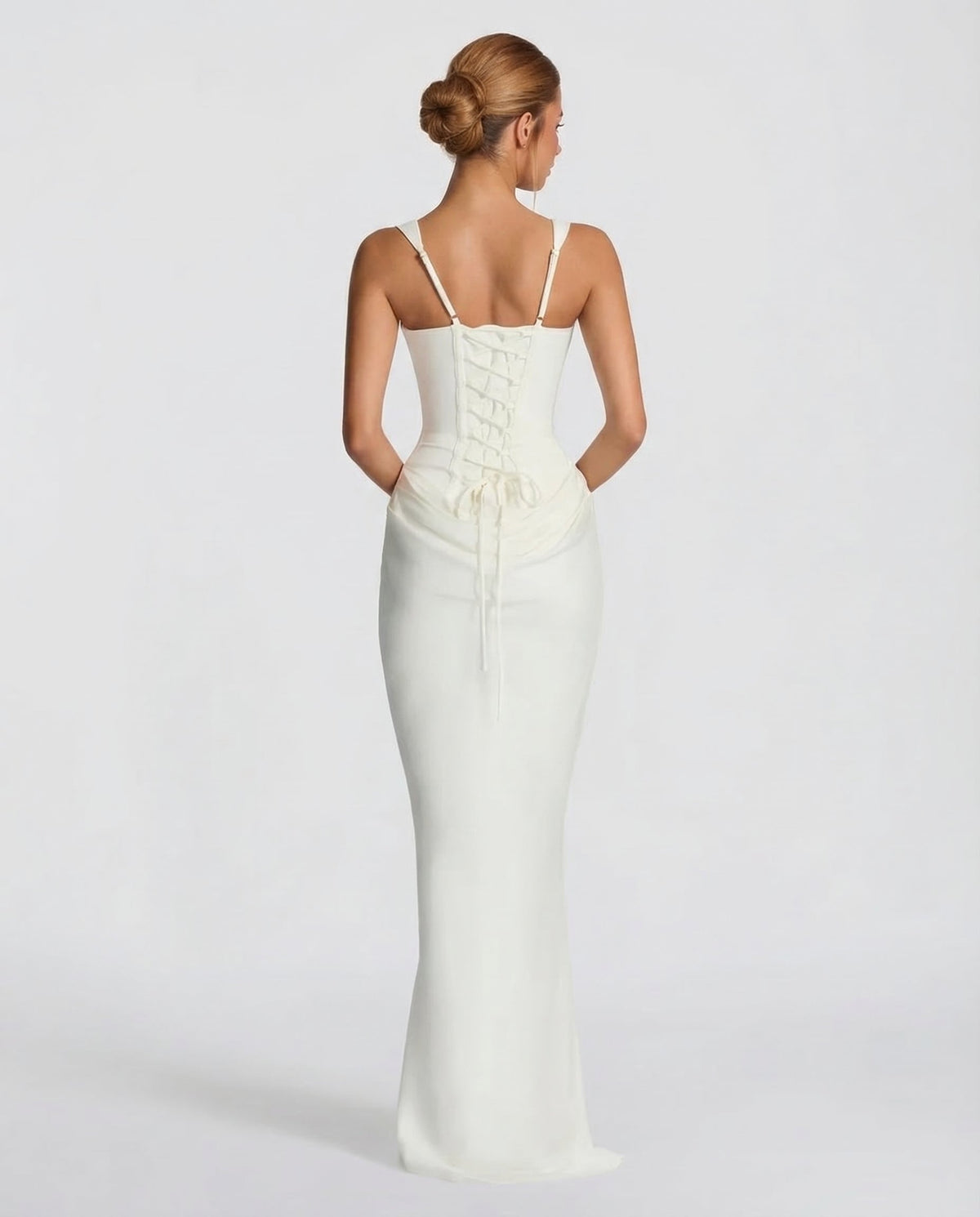 Vestido maxi mujer elegante con corsé y efecto reloj de arena