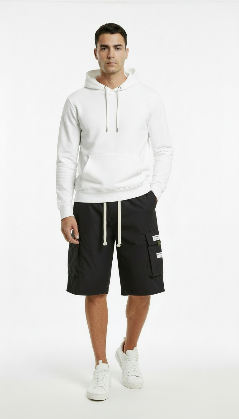 Alex- Pantalones cargo capri informales para hombre con cordón ajustable.