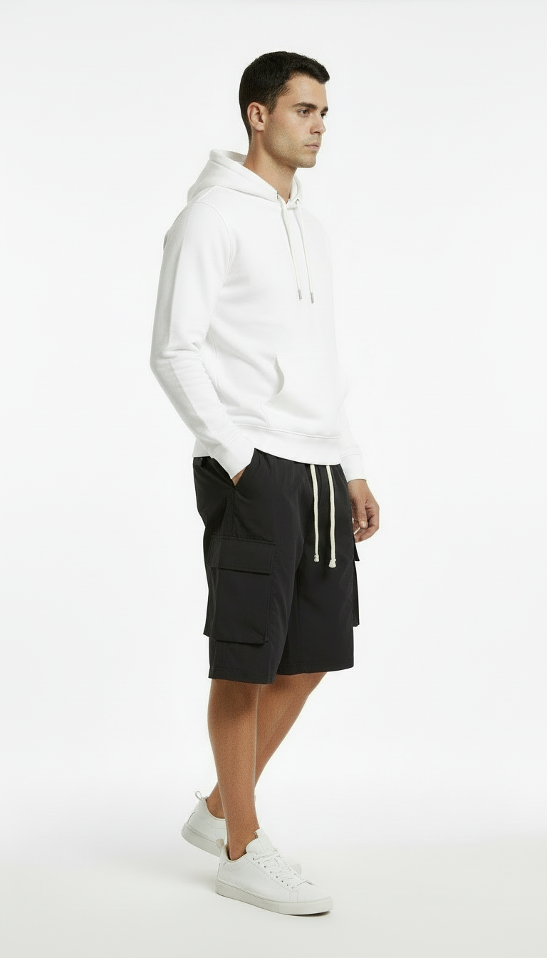 Alex- Pantalones cargo capri informales para hombre con cordón ajustable.