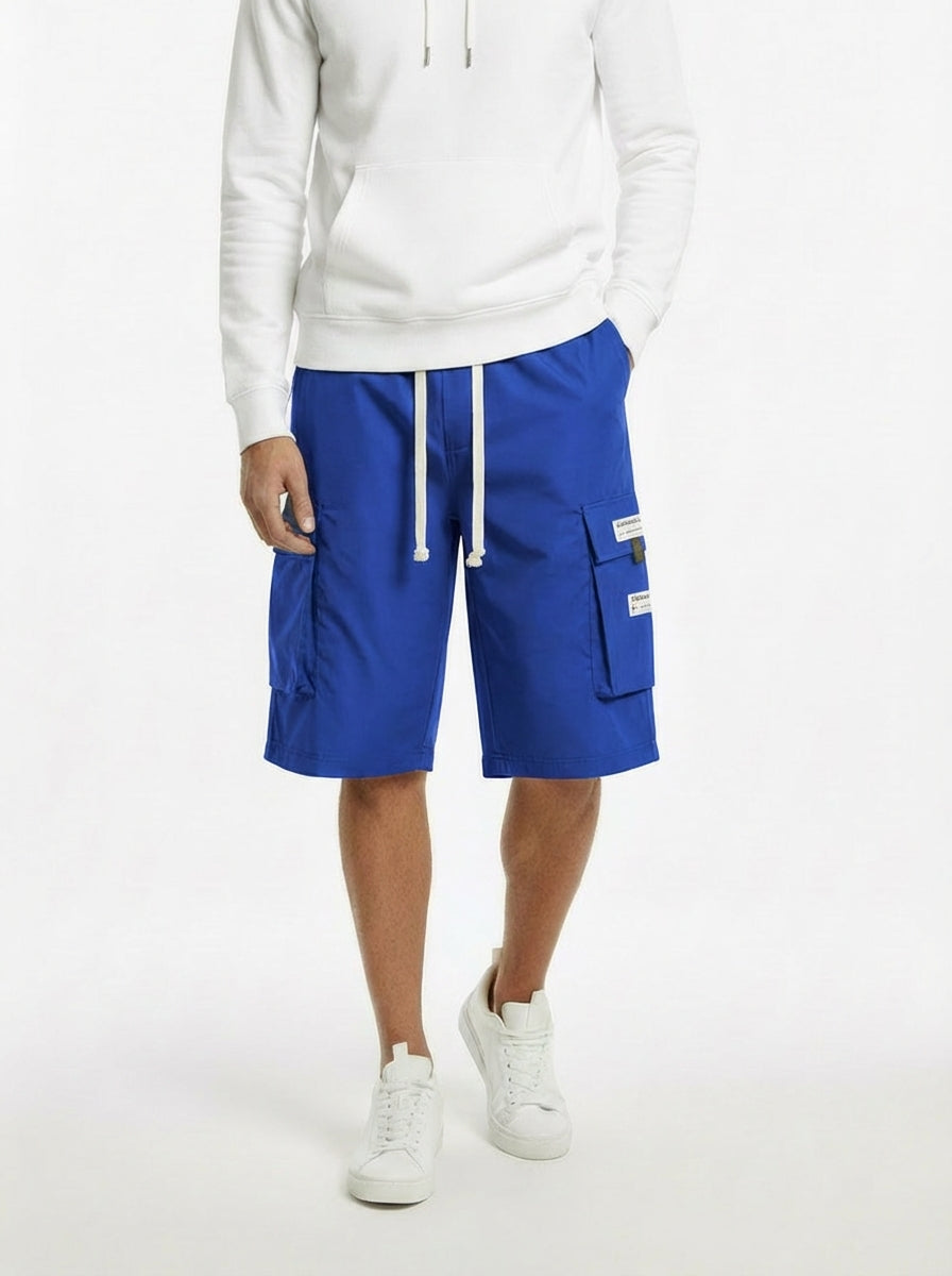 Alex- Pantalones cargo capri informales para hombre con cordón ajustable.