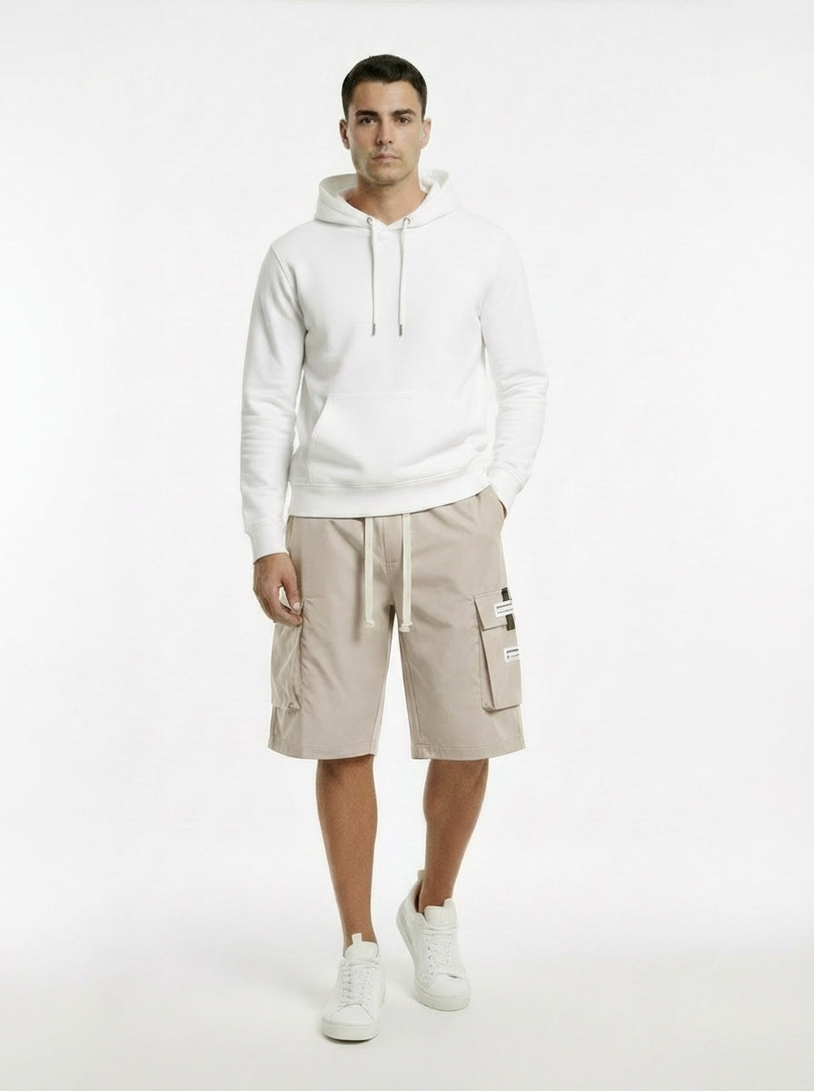 Alex- Pantalones cargo capri informales para hombre con cordón ajustable.