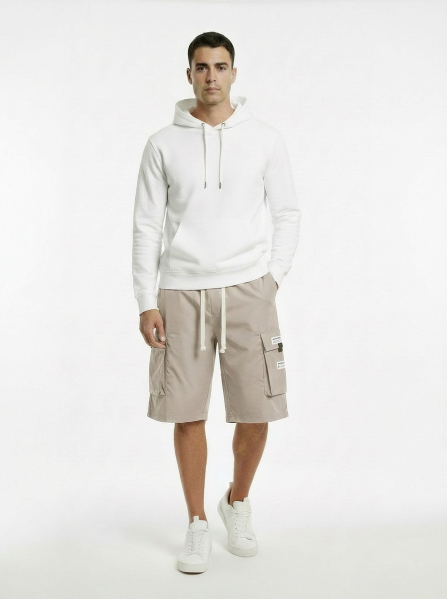 Alex- Pantalones cargo capri informales para hombre con cordón ajustable.