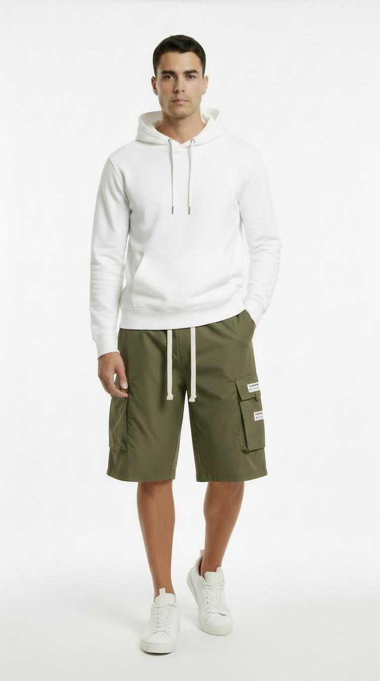 Alex- Pantalones cargo capri informales para hombre con cordón ajustable.