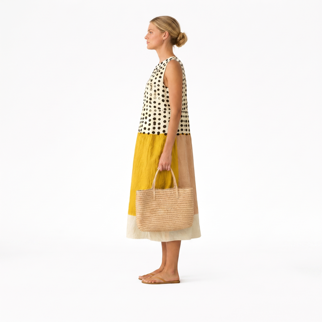 Vestido midi mujer algodón viscosa lunares para verano casual