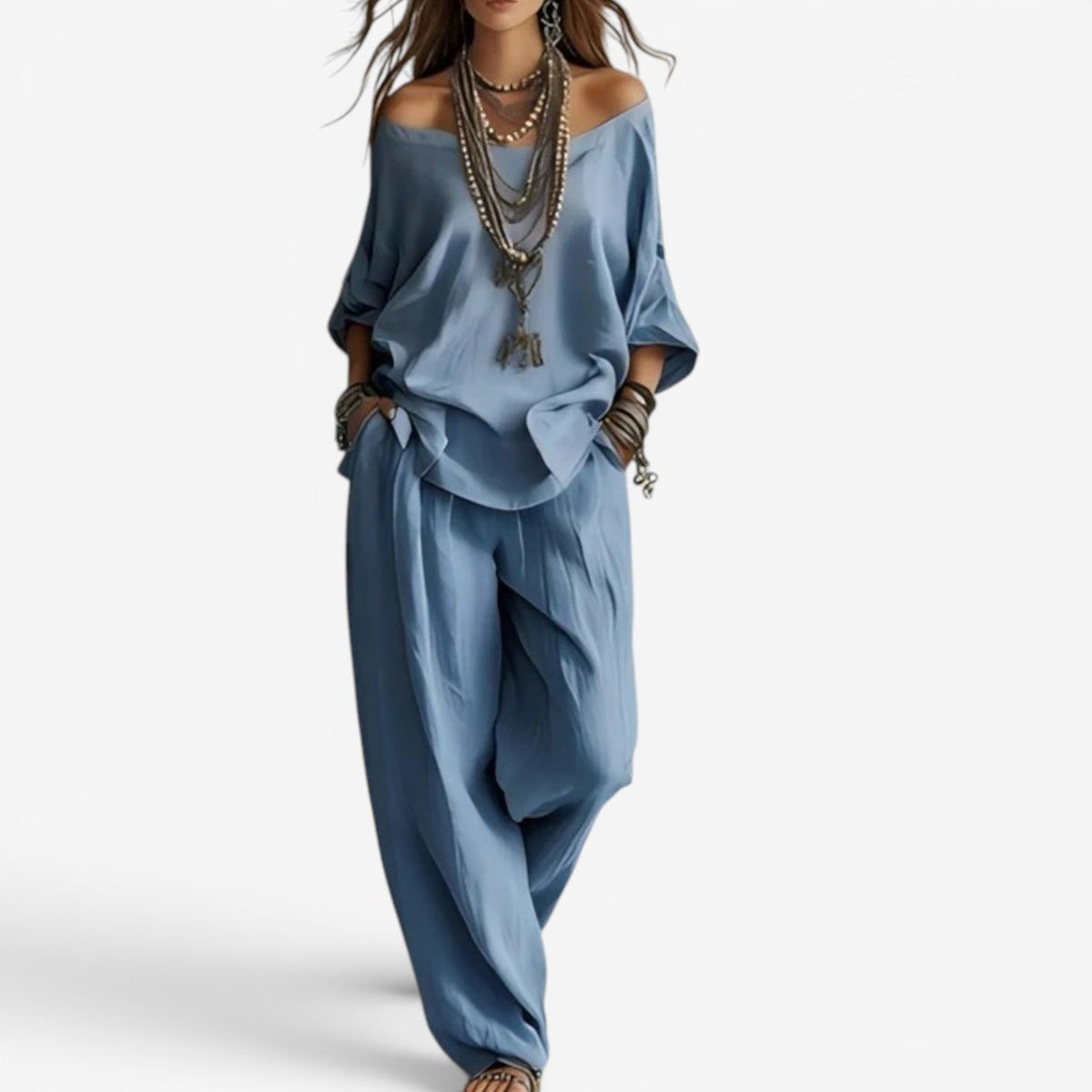 Conjunto bohemio para mujer con estilo fluido y elegante