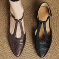 Zapatos Mary Jane para mujer de cuero con tira trenzada