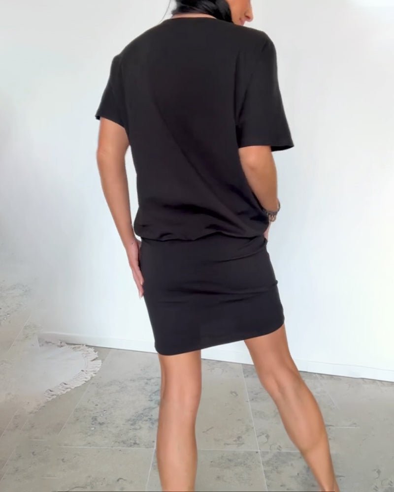 Vestido corto de mujer casual chic de tejido elástico