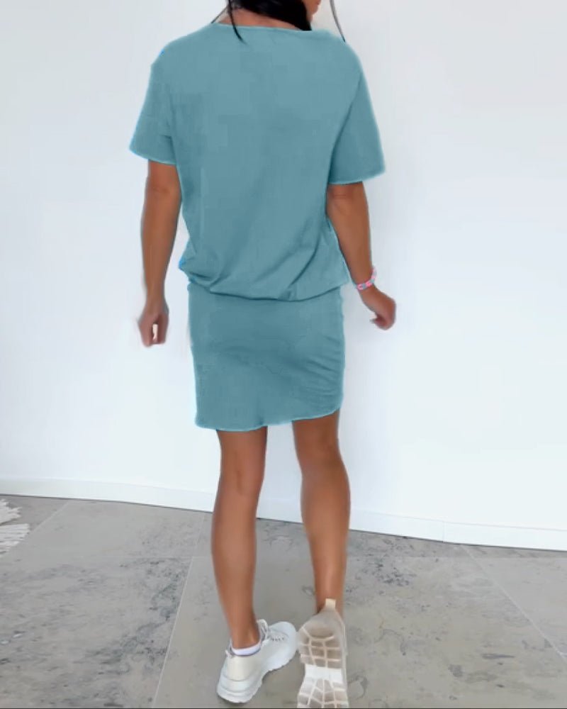 Vestido corto de mujer casual chic de tejido elástico