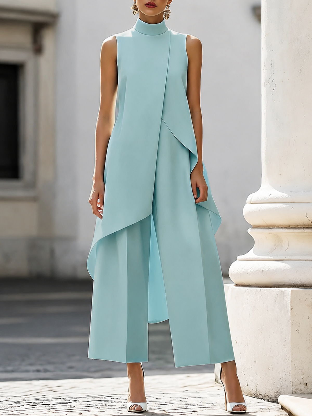 Conjunto Elena Set Elegante con Top Asimétrico y Pantalón Fluido