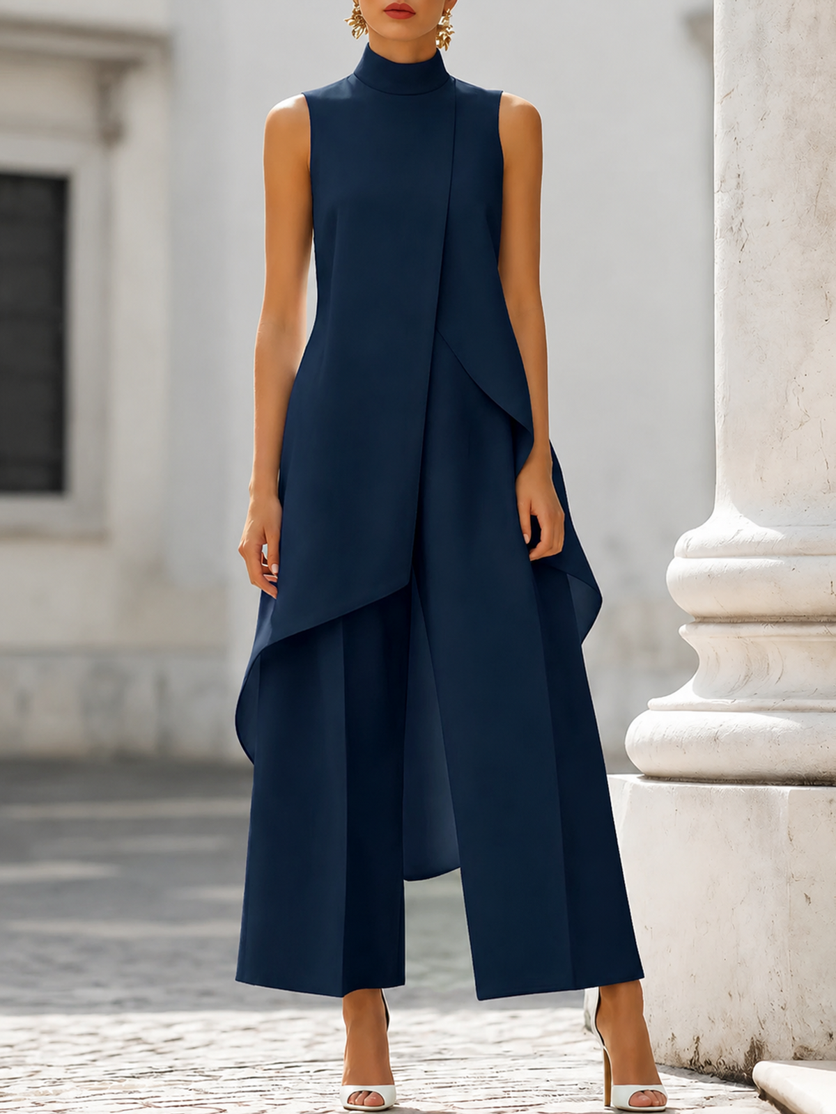 Conjunto Elena Set Elegante con Top Asimétrico y Pantalón Fluido