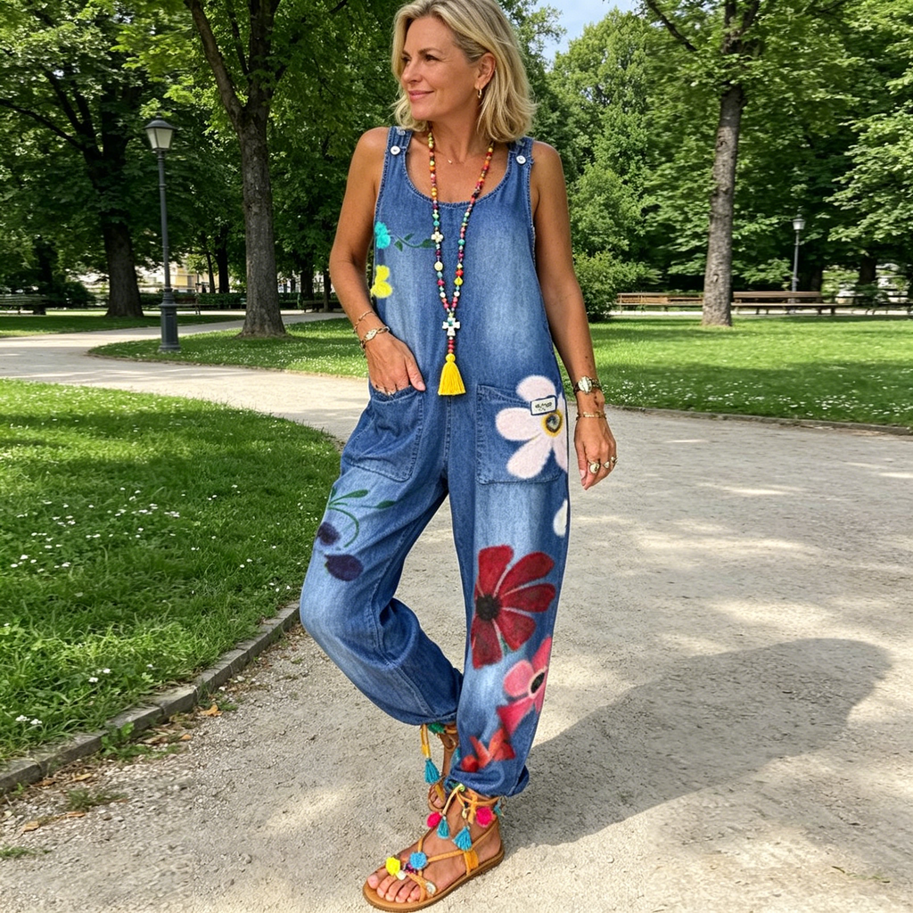 Mono mujer amplio con estampado floral bohemio