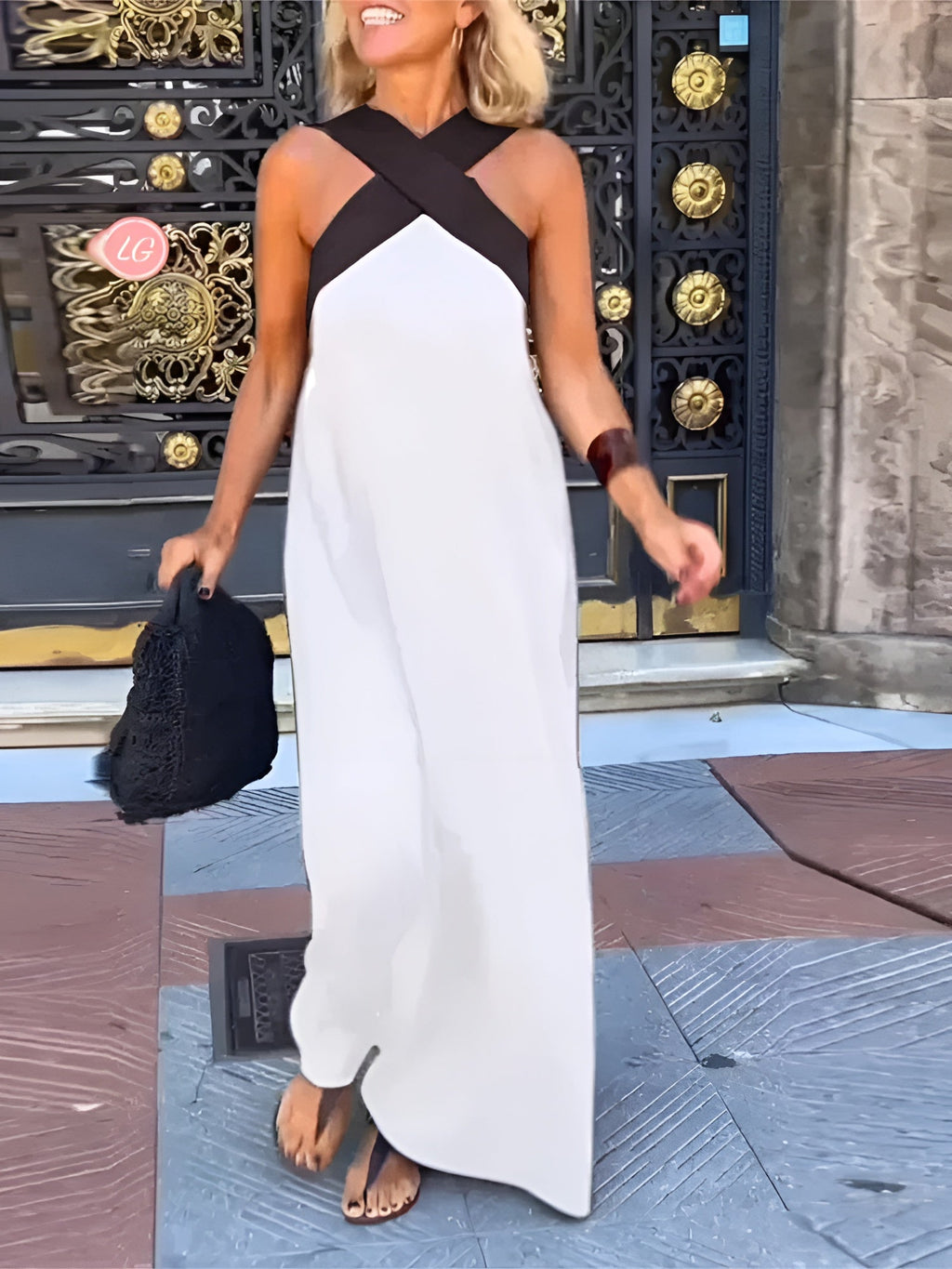 Vestido largo para mujer con escote cruzado y diseño fluido