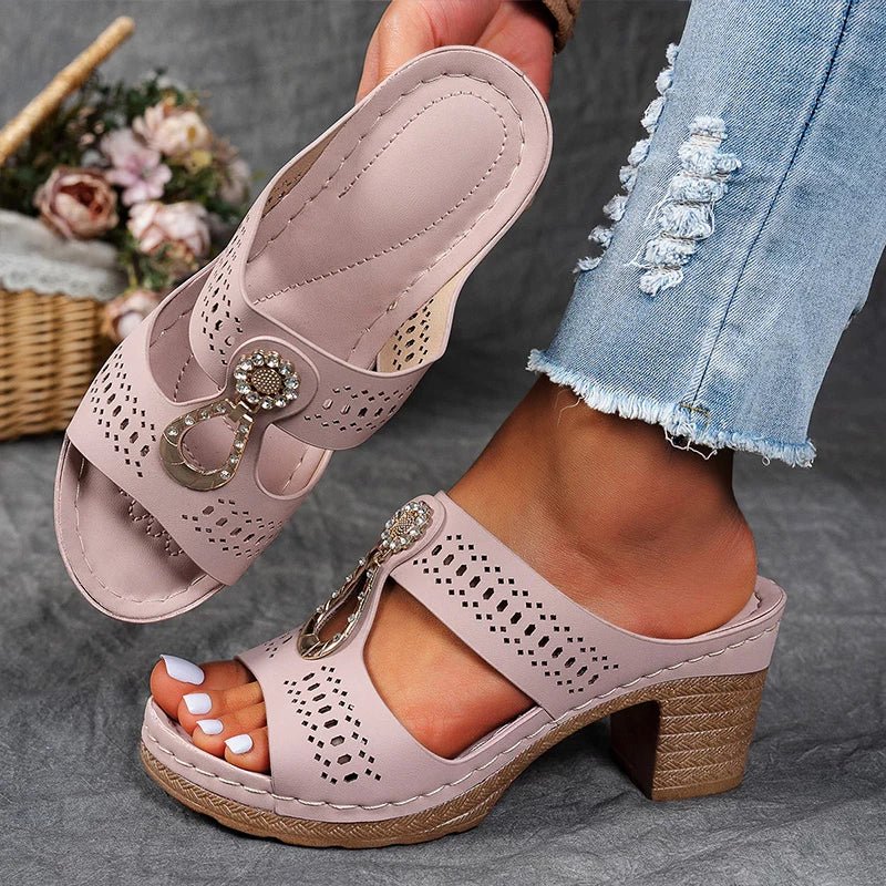 Sandalias mujer ortopédicas con tacón cómodo y diseño calado