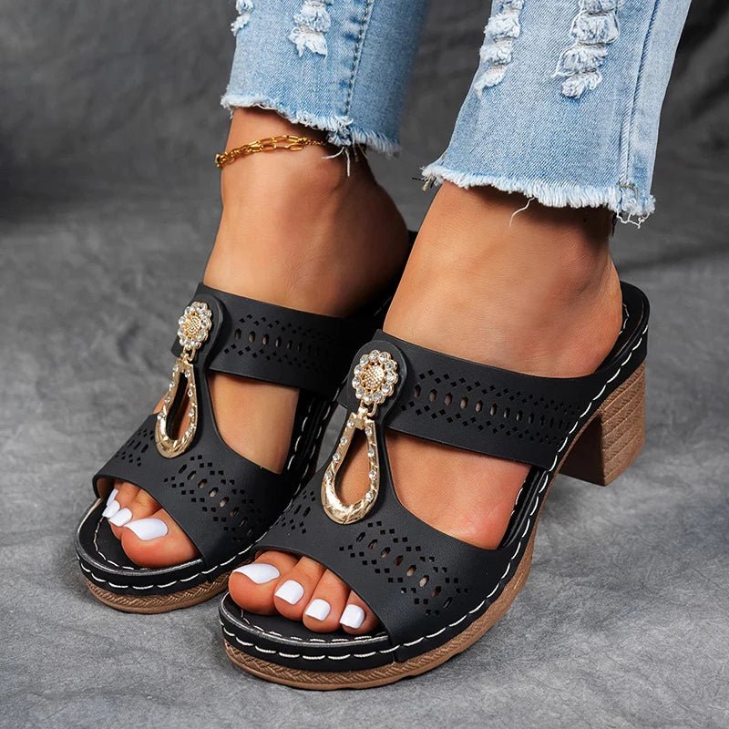 Sandalias mujer ortopédicas con tacón cómodo y diseño calado