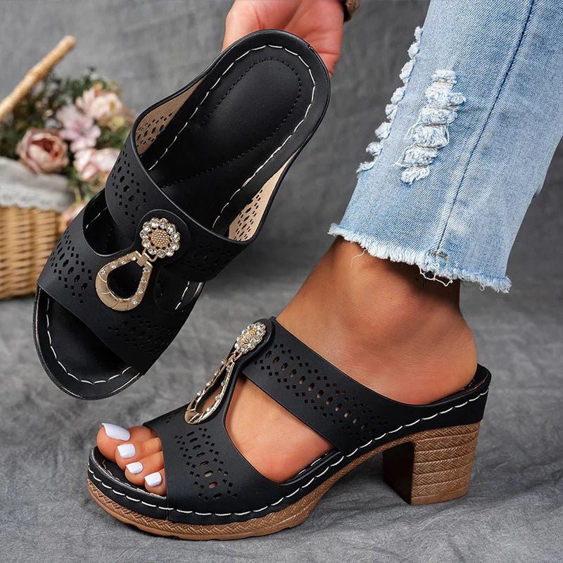 Sandalias mujer ortopédicas con tacón cómodo y diseño calado
