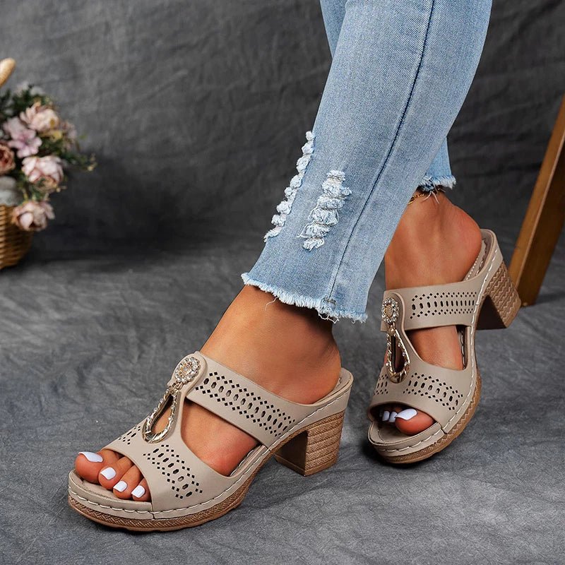 Sandalias mujer ortopédicas con tacón cómodo y diseño calado