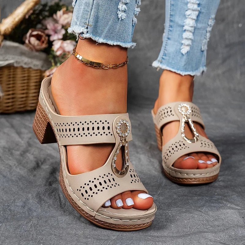 Sandalias mujer ortopédicas con tacón cómodo y diseño calado