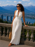 Mono mujer elegante plisado con piernas anchas