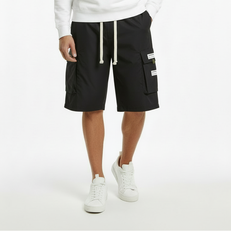 Alex- Pantalones cargo capri informales para hombre con cordón ajustable.