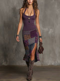 Vestido bohemio mujer ajustado con patchwork y abertura lateral