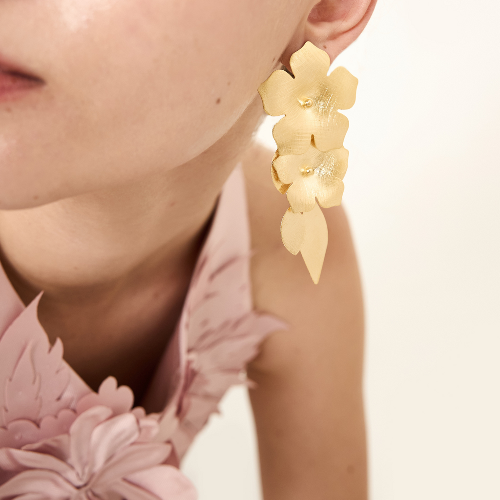 (WH) Pendientes Vinca & Leaves