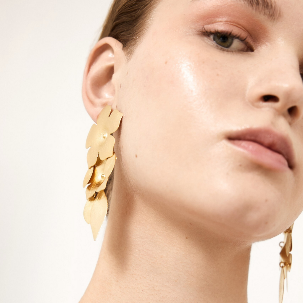 (WH) Pendientes Vinca & Leaves