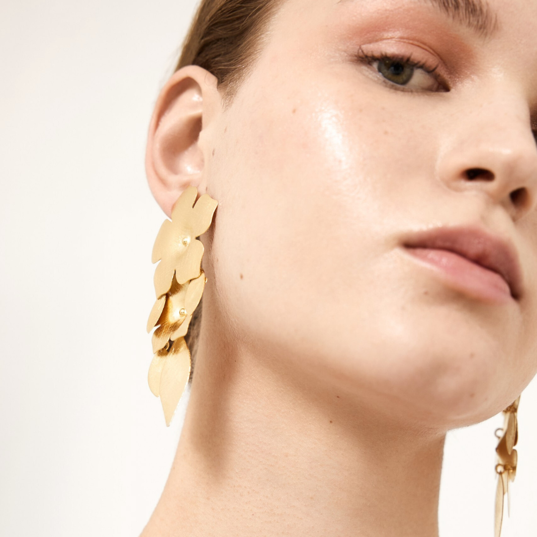 (WH) Pendientes Vinca & Leaves