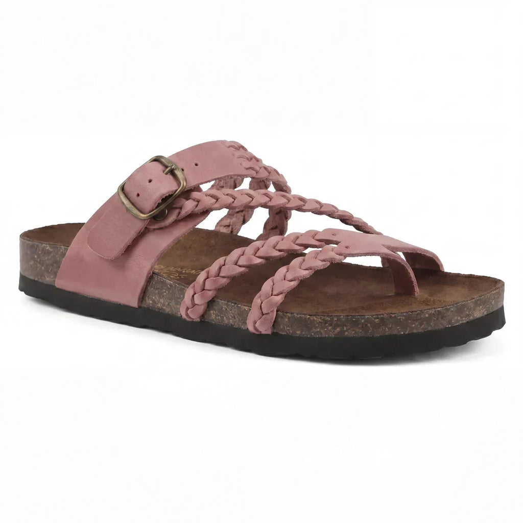 Sandalias mujer bohemias con tiras trenzadas y hebilla ajustable