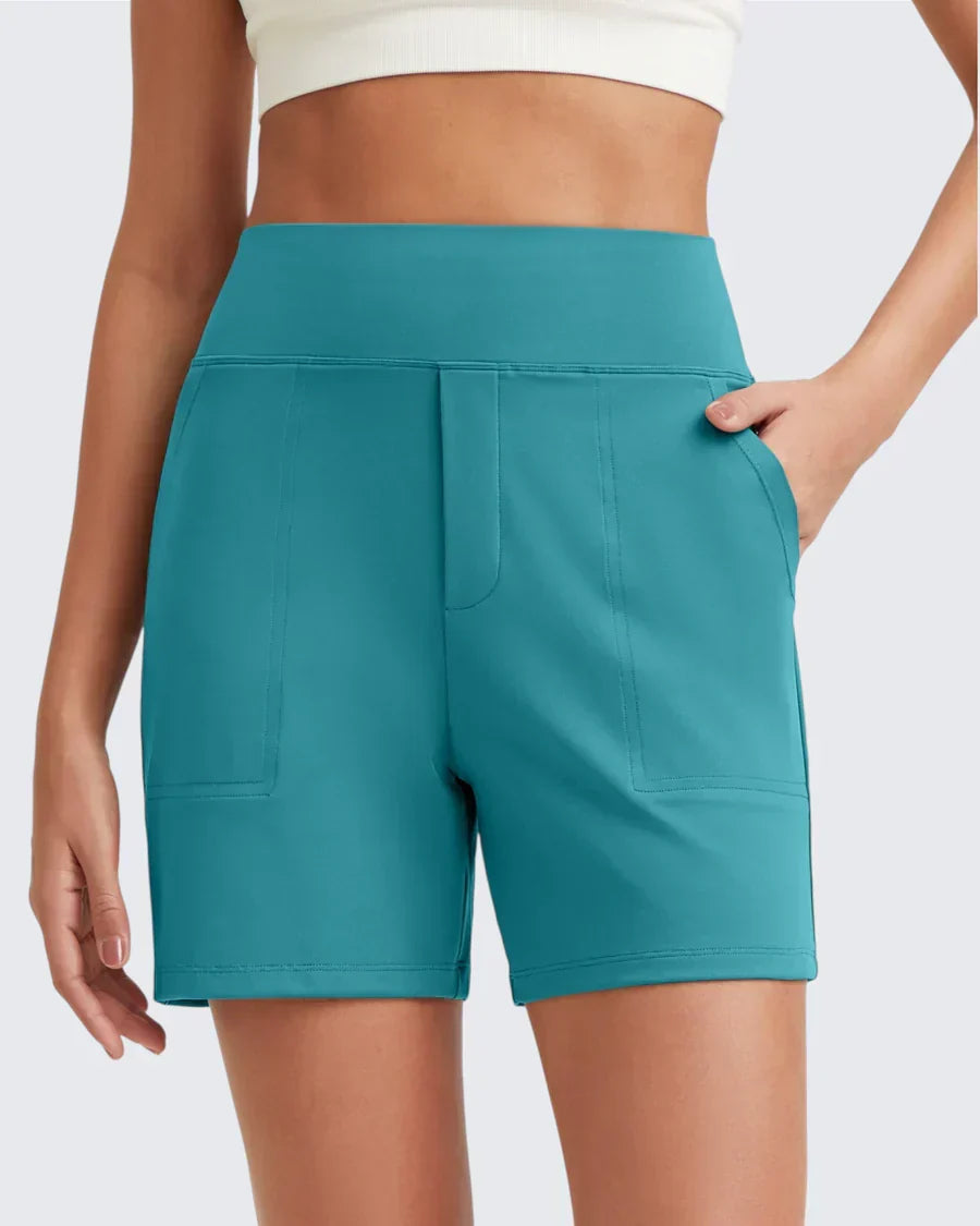Pantalones cortos para mujer de talle alto con bolsillos funcionales
