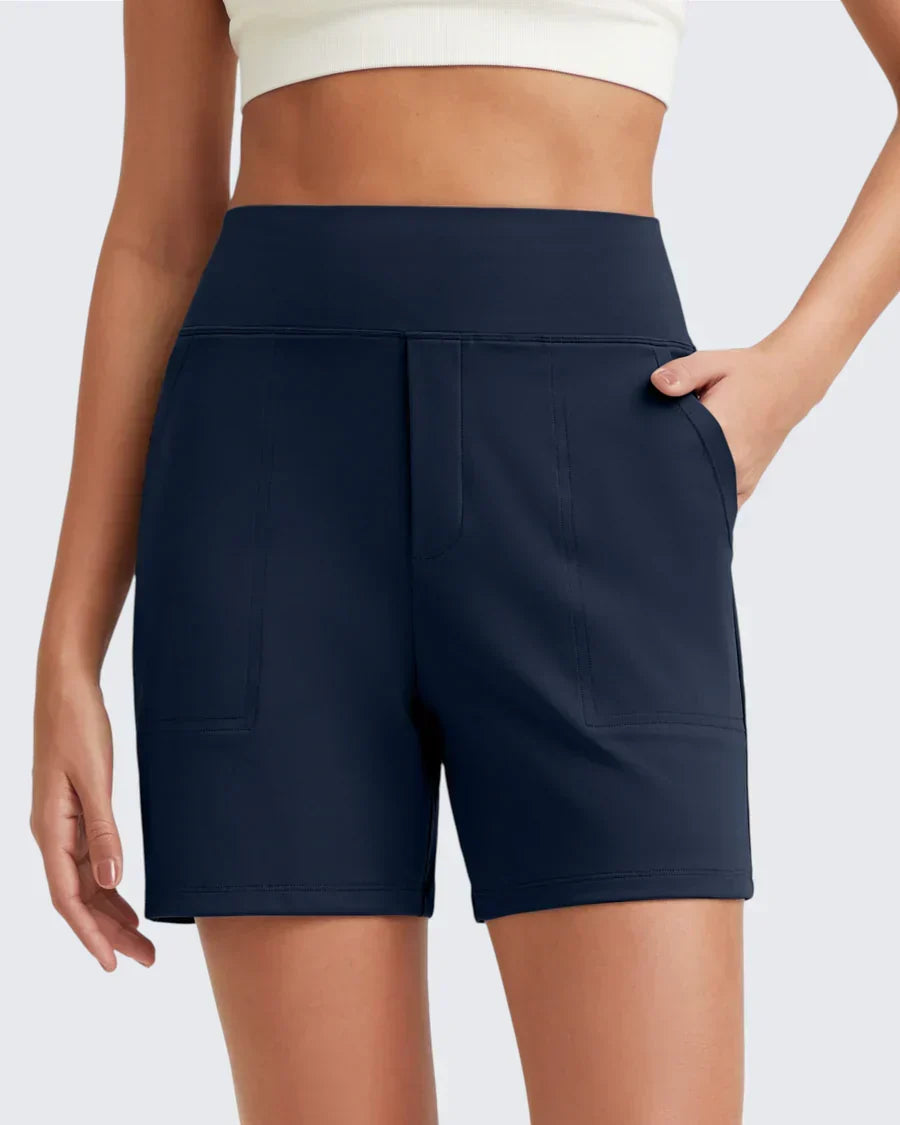Pantalones cortos para mujer de talle alto con bolsillos funcionales