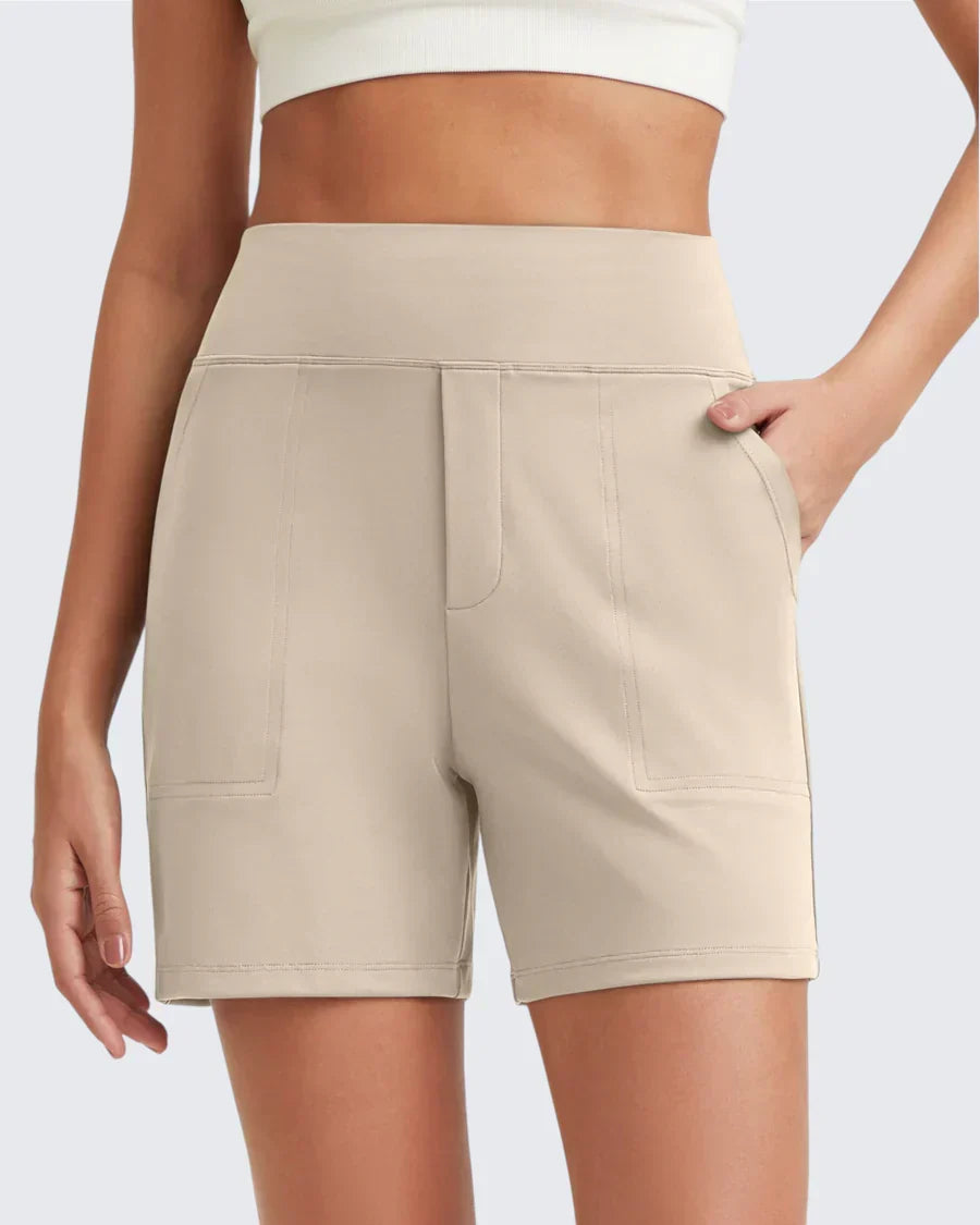 Pantalones cortos para mujer de talle alto con bolsillos funcionales