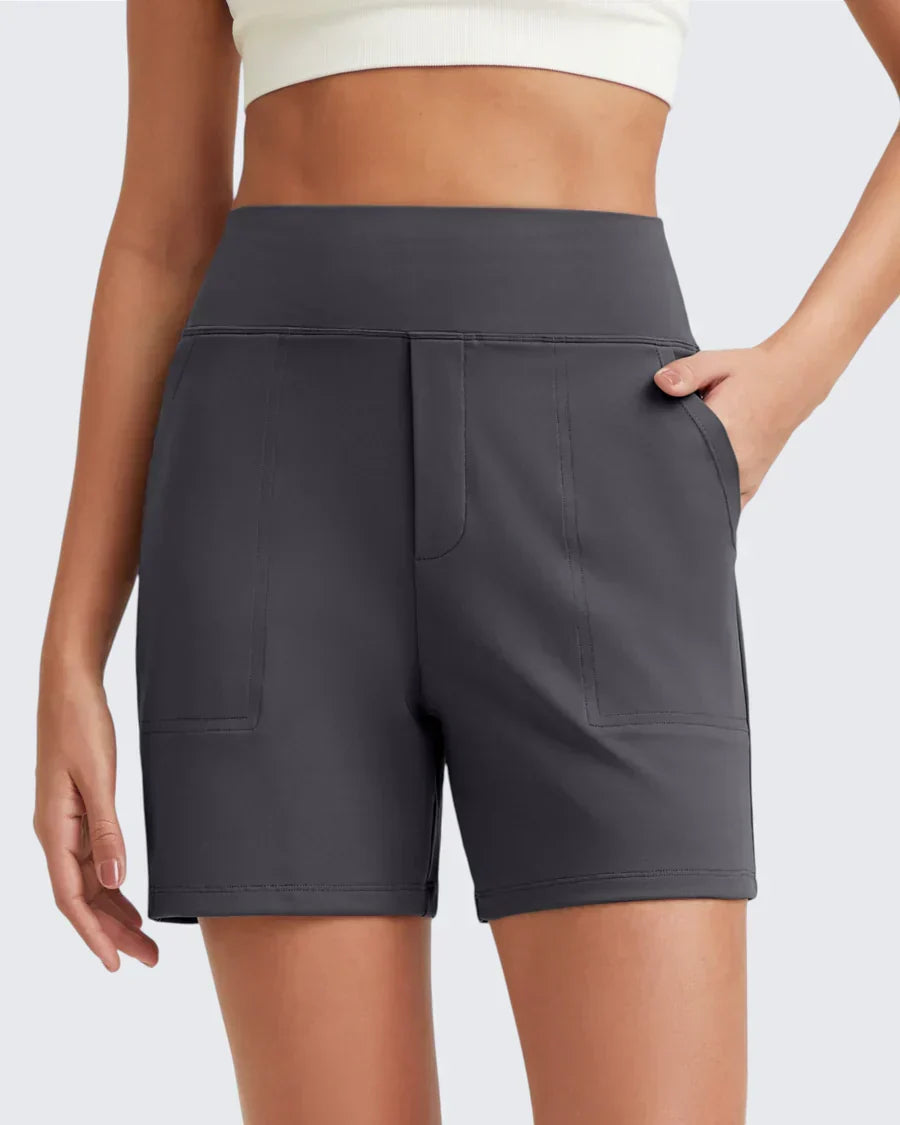 Pantalones cortos para mujer de talle alto con bolsillos funcionales