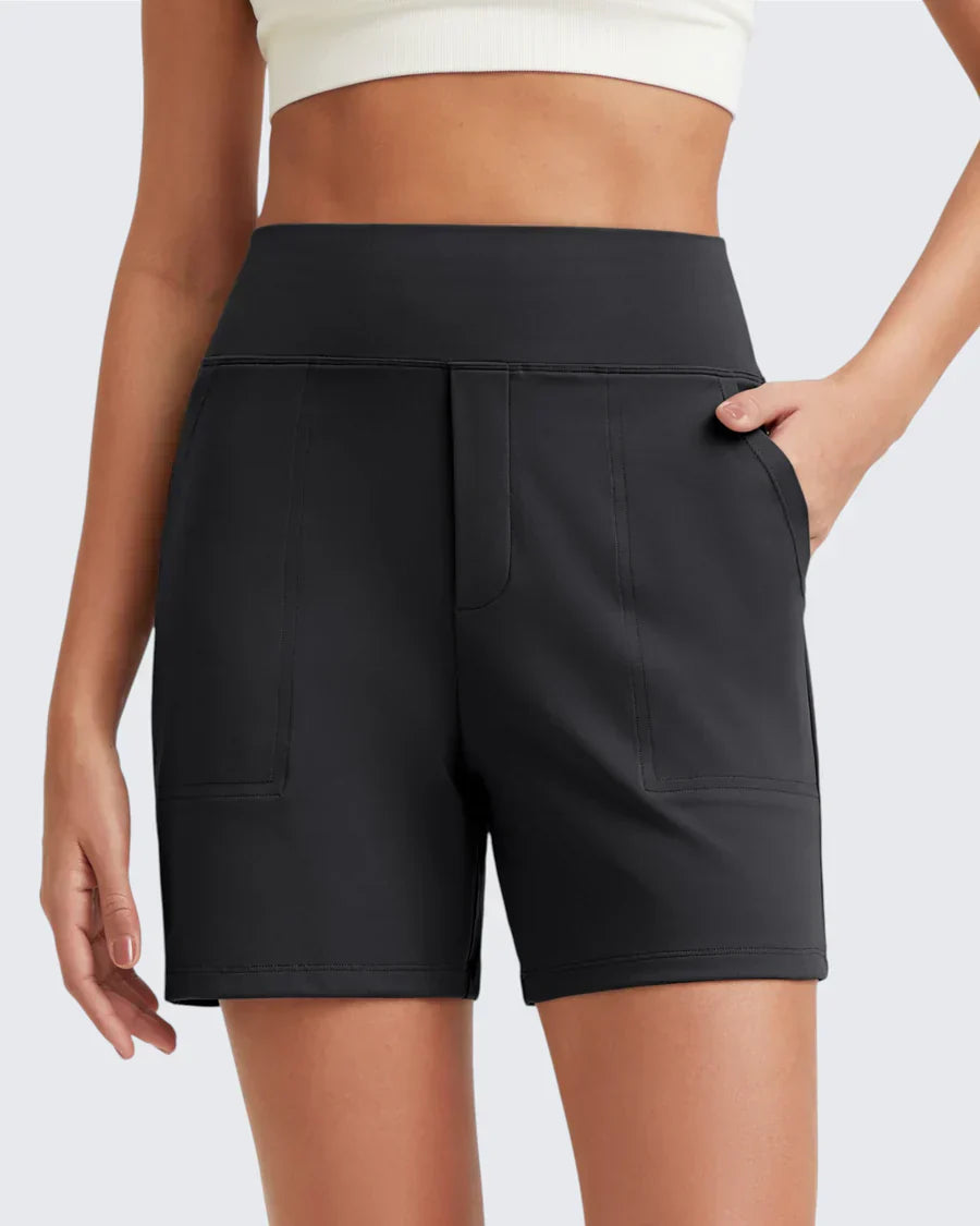 Pantalones cortos para mujer de talle alto con bolsillos funcionales